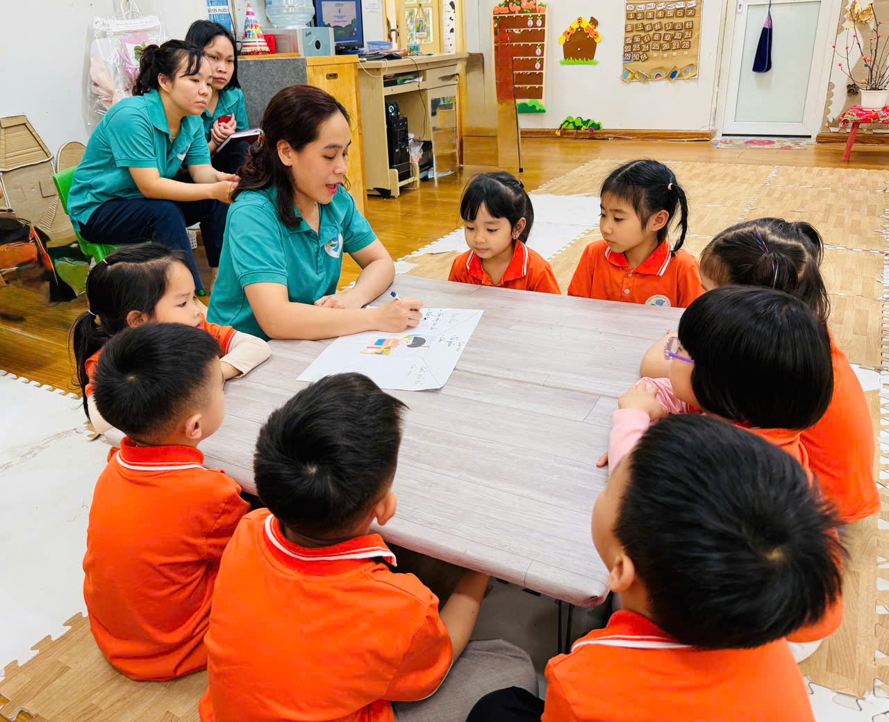 A group of children sitting around a table

AI-generated content may be incorrect.