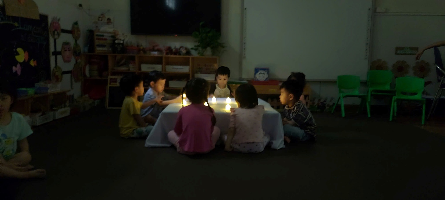 A group of children sitting around a table with candles

AI-generated content may be incorrect.