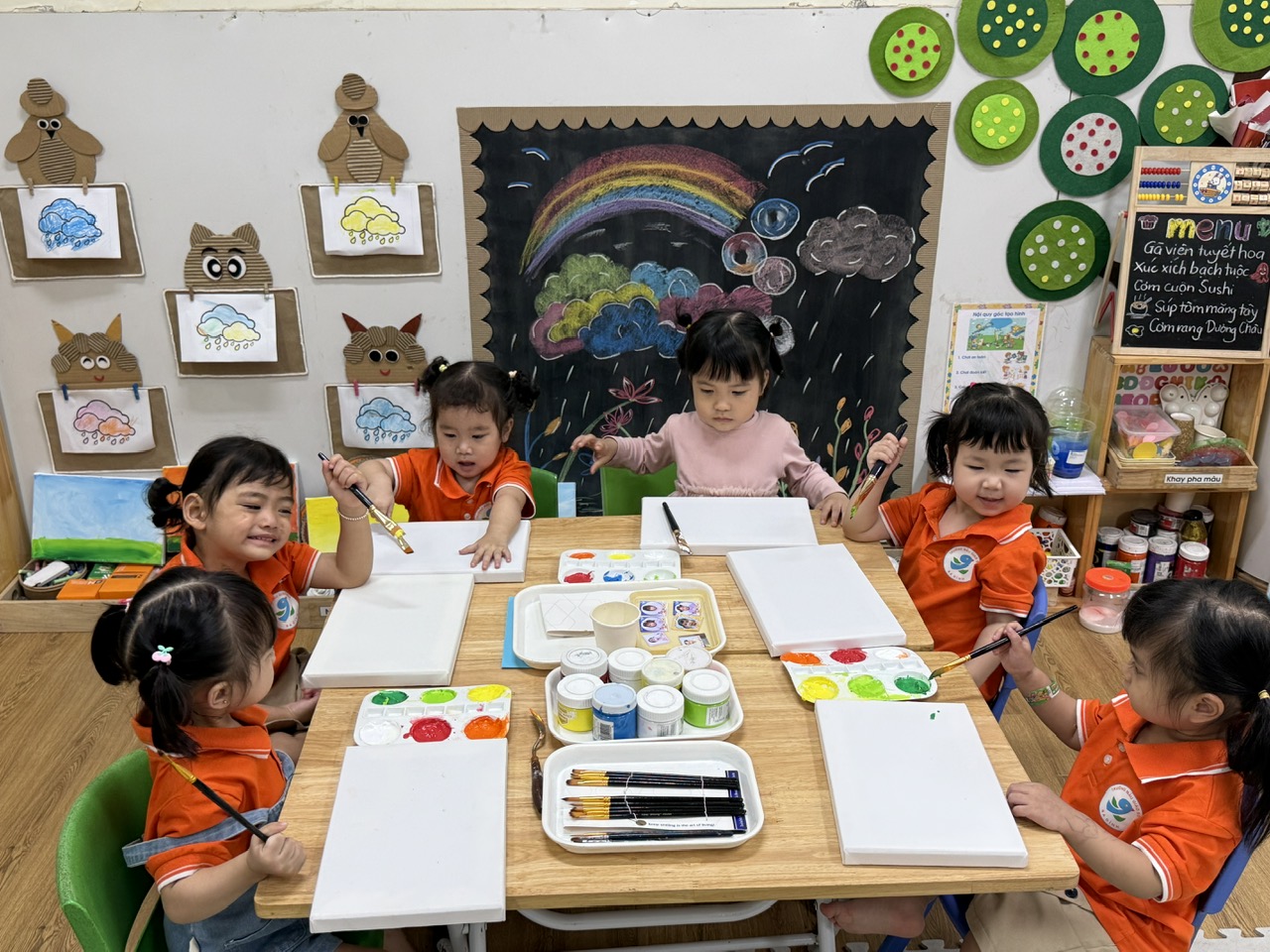 A group of children painting at a table
AI-generated content may be incorrect.