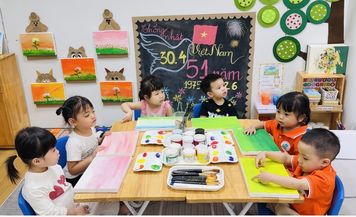A group of children sitting at a table painting
AI-generated content may be incorrect.